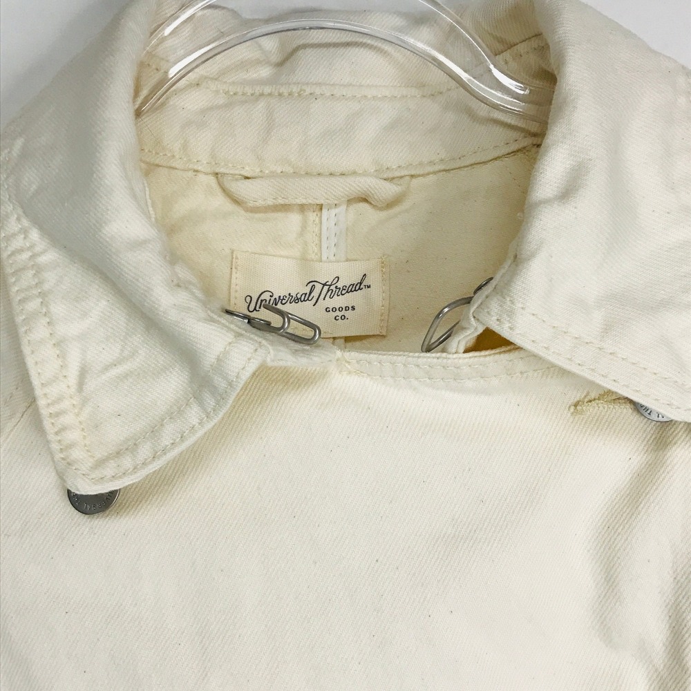 Universal Thread Womens Small Ecru Cropped Moto Jacket Cotton Lyocell W9P38Y NWT - Picture 5 of 13